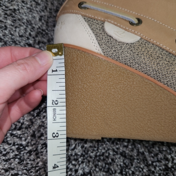 Sperry Top-Sider Wedge Ankle Boots Baily Tan Lace Up Plaid Womens 7.5,Preppy - Picture 4 of 12